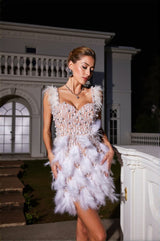 Derby Pearl Feather Sequin Dress