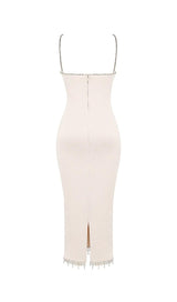 IVORY CRYSTALLISED MIDI DRESS