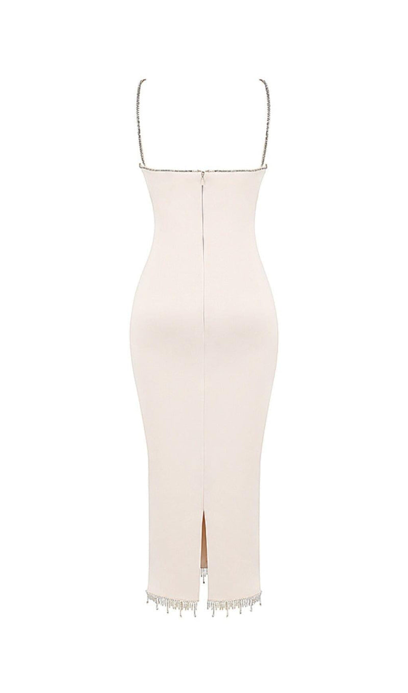 IVORY CRYSTALLISED MIDI DRESS