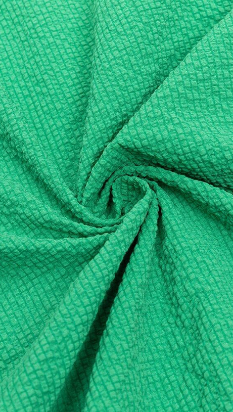 ONE-SHOULDER PUFF-SLEEVED GREEN TUBE TOP RUFFLED MIDI DRESS