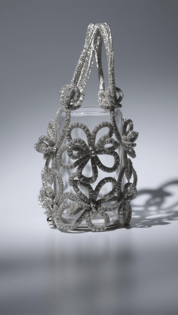 AIIZIE CHRYSANTHEMUM CRYSTAL FLOWER BAG IN SILVER - product image