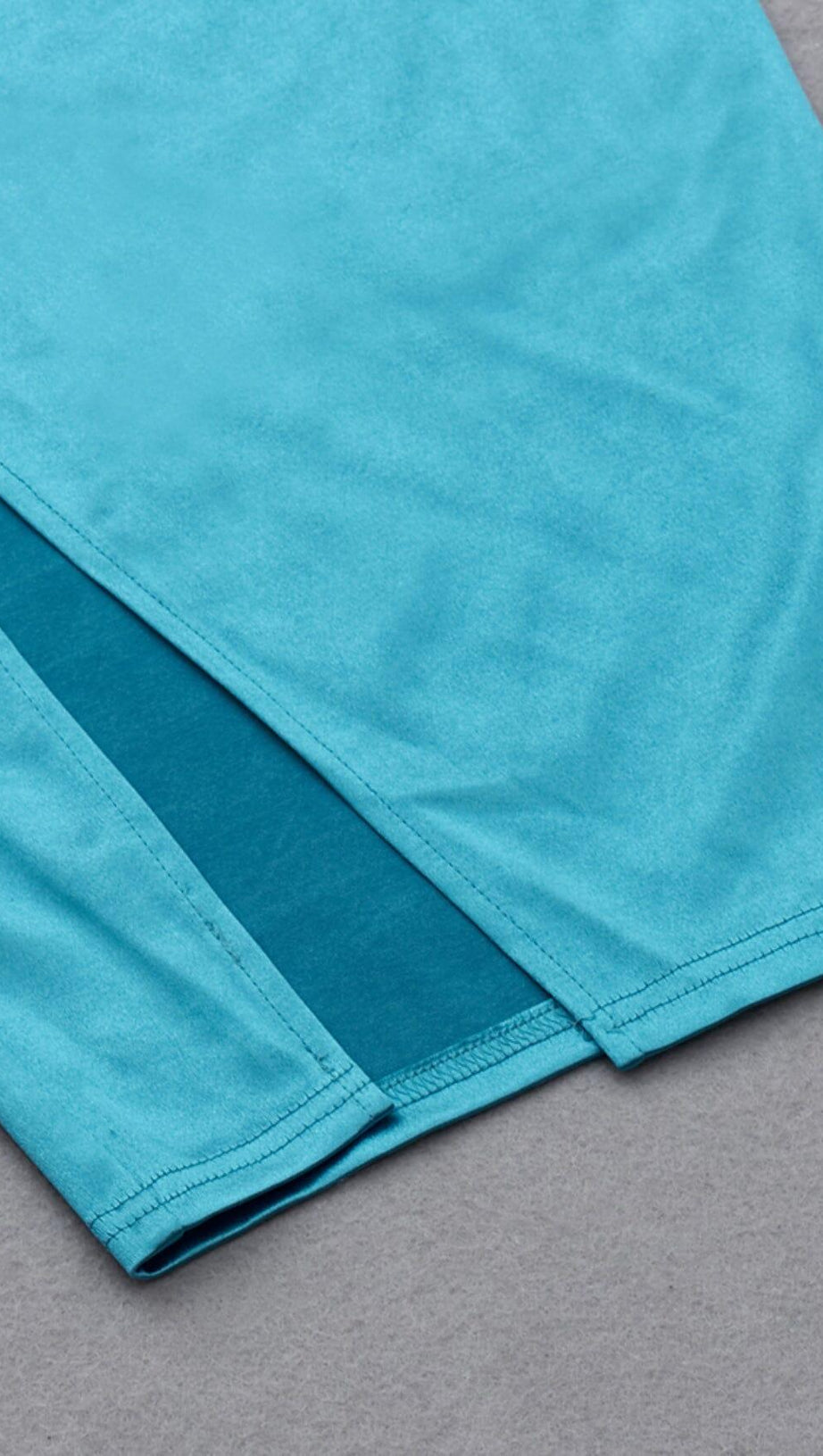 SATIN HIGH SPLIT HALTER NECK STRAPLESS DRESS IN MARINE BLUE