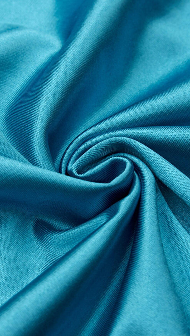 AIIZIE SATIN HIGH SPLIT HALTER NECK STRAPLESS DRESS IN MARINE BLUE - product image
