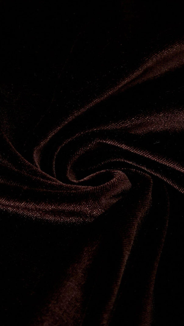 AIIZIE VELVET STRAPPY HOLLOW BACK FISHTAIL DRESS IN COFFEE - product image