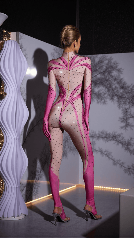 TUTA CON GUANTI STAMPATI CON STRASS FABIAN