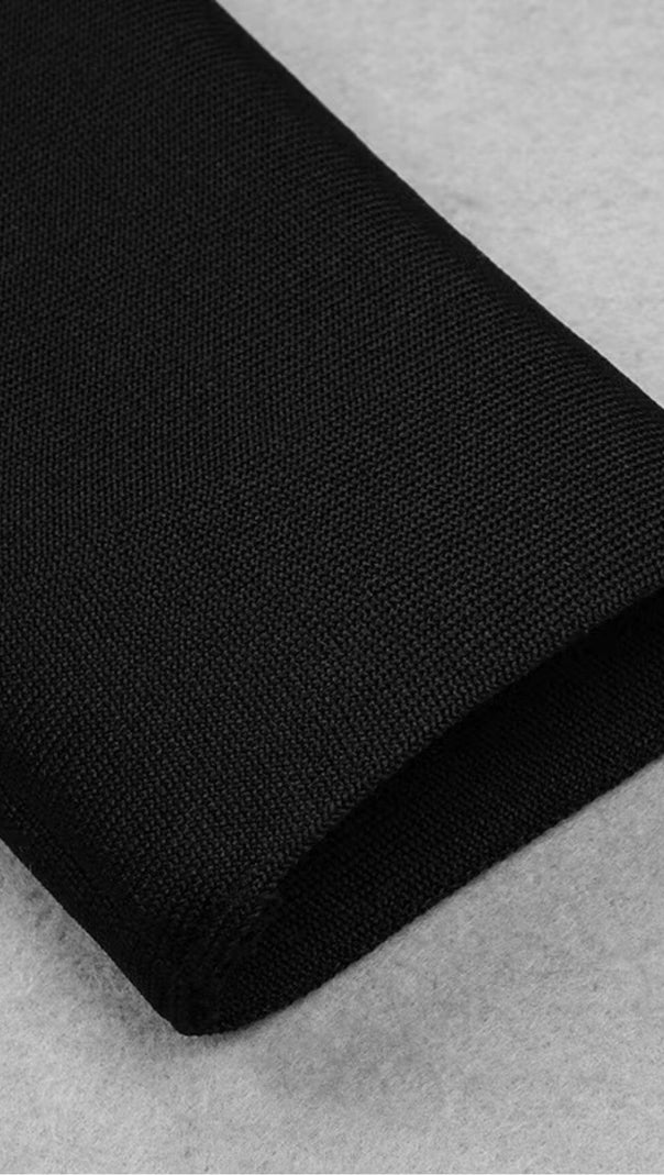 ABITO MIDI SLIM SKINNY CON SCOLLO A V E SCOLLO A V NERO