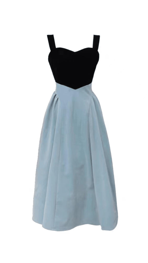 AIIZIE SPANDEX STITCHING MINIMALIST DRESS IN BLACK AND BLUE - product image