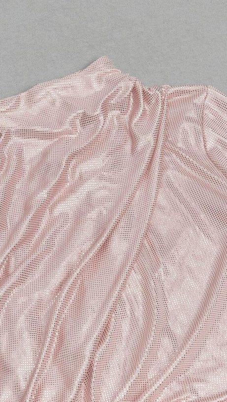 ONE-SHOULDER LONG-SLEEVE SILK SLIT DRESS