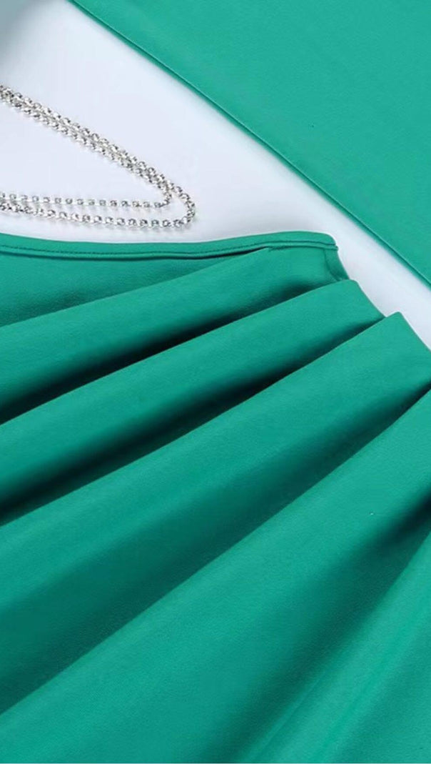Polyesterl Side Hollew Sexy Chain Dress in Green