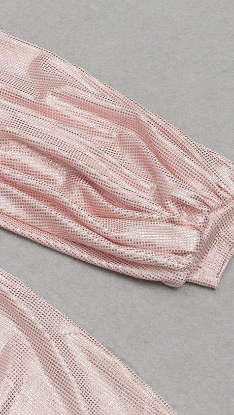 ONE-SHOULDER LONG-SLEEVE SILK SLIT DRESS