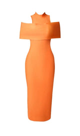  OFF-THE-SHOULDER TIGHT DRESS IN ORANGE