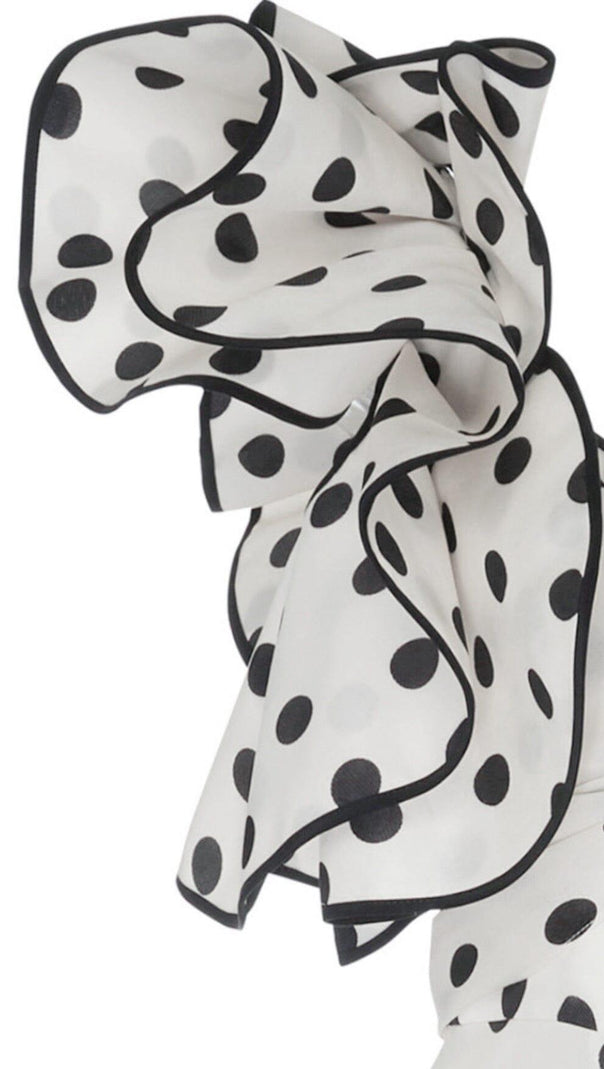 AIIZIE CROSS-SHOULDER FISHTAIL DRESS IN POLKA DOT - product image