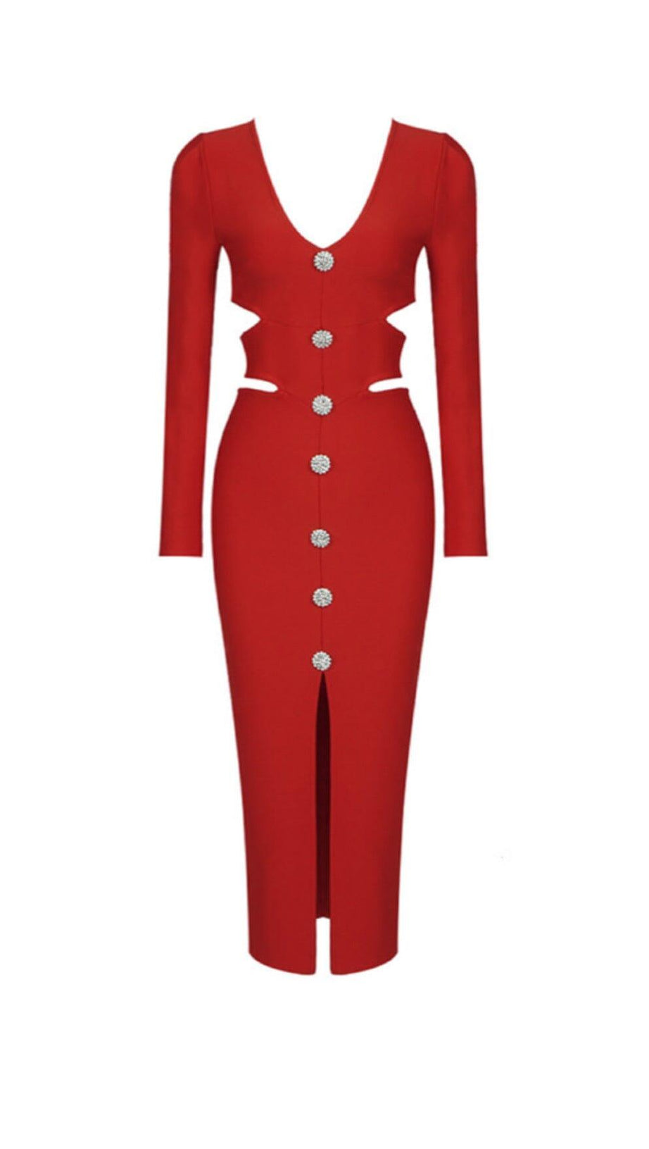 HOLLOW SLIM-FIT DRESS IN RED