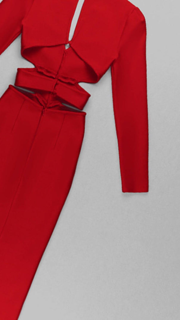 AIIZIE HOLLOW SLIM-FIT DRESS IN RED - product image