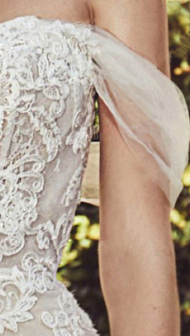 AIIZIE OFF SHOULDER LACE SHORT WEDDING DRESS IN APRICOT - product image