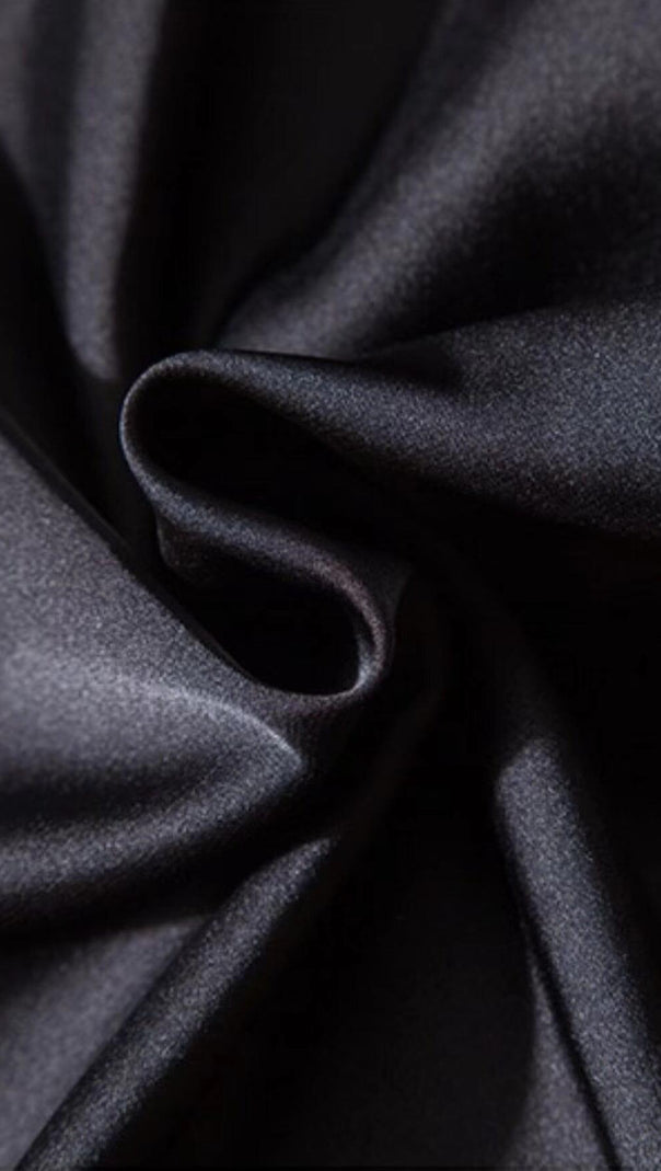AIIZIE DIAMOND-BUTTON BOW LATERN SLEEVE IRREGULAR SUIT DRESS IN BLACK - product image