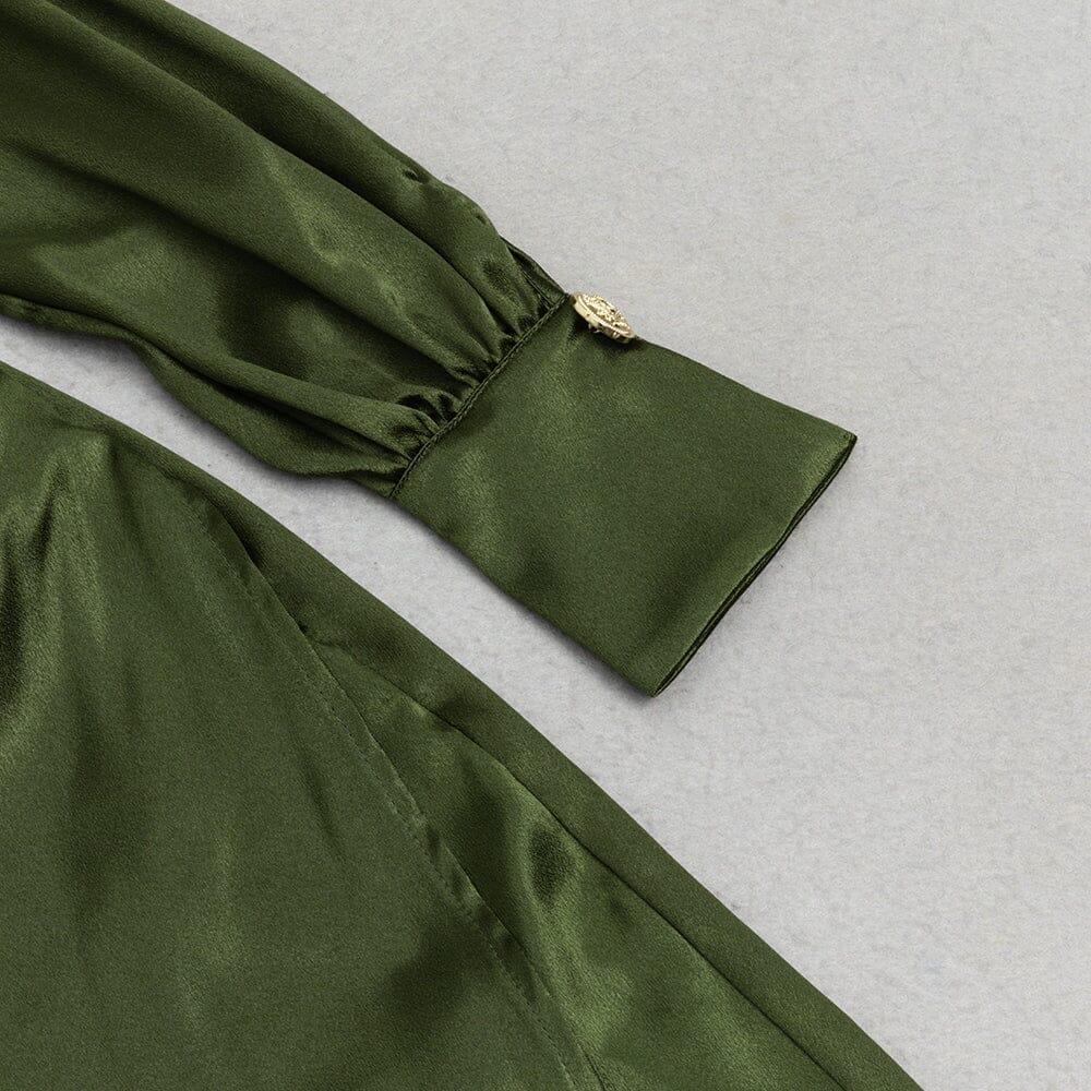 AIIZIE ONE-SHOULDER LONG-SLEEVE SILK PLEATED HIP DRESS - product image