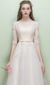 SWEET BRIDEMAID LACE HALF SLEEVES MAXI DRESS IN WHITE