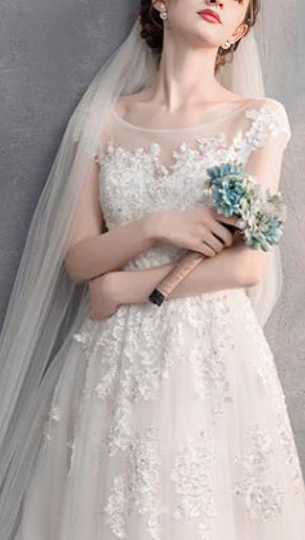 AIIZIE WHITE TRAILING LACE WEDDING DRESS - product image