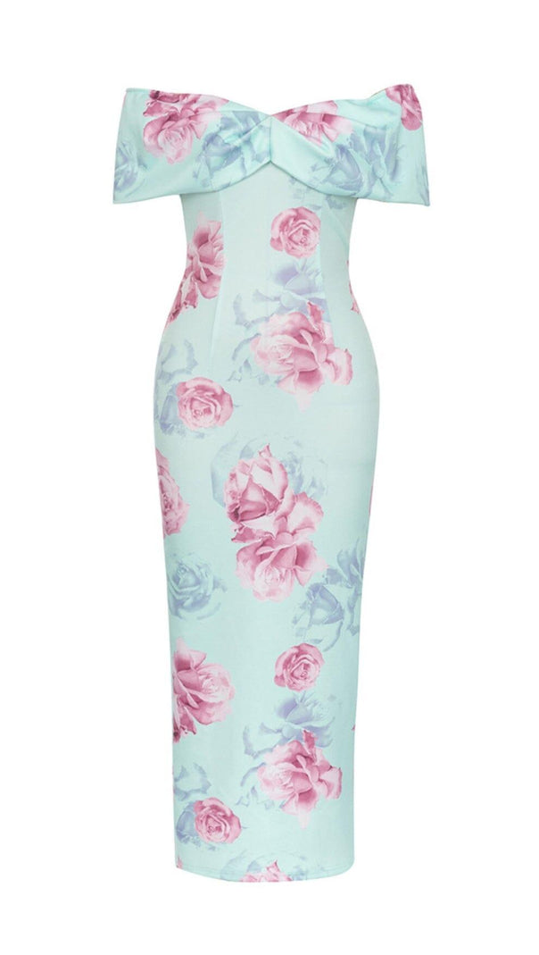 AIIZIE ONE SHOULDER STRAPLESS TIGHT PRINTED MIDI DRESS - product image