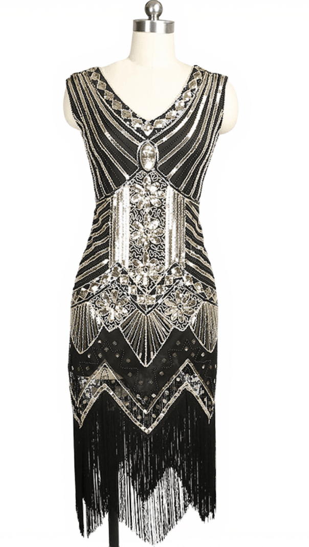 AIIZIE BOOMER V NECK FRINGE SEQUIN DRESS - product image