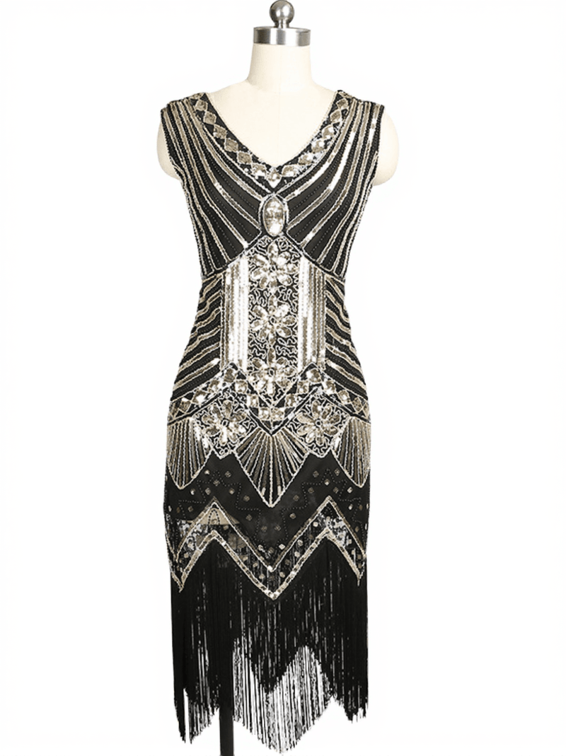 Boomer V Neck Fringe Sequin Dress