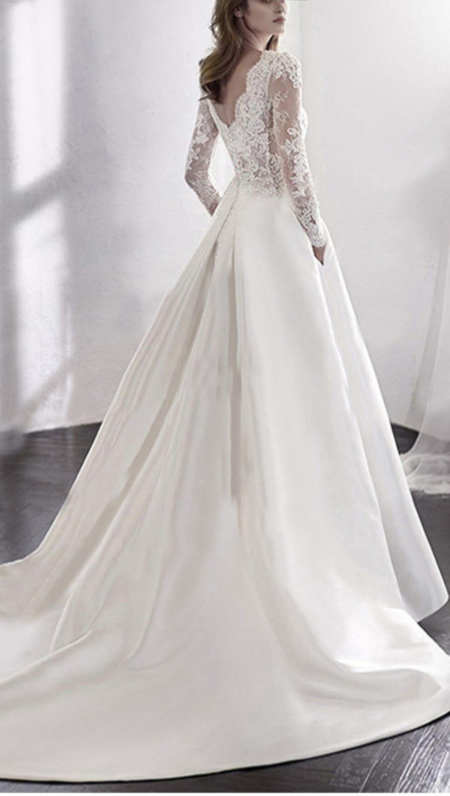  LACE STITCHED WEDDING DRESS IN WHITE