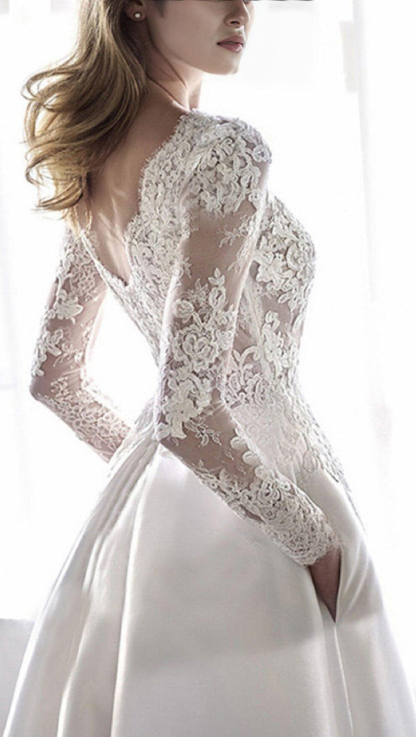 AIIZIE LACE STITCHED WEDDING DRESS IN WHITE - product image