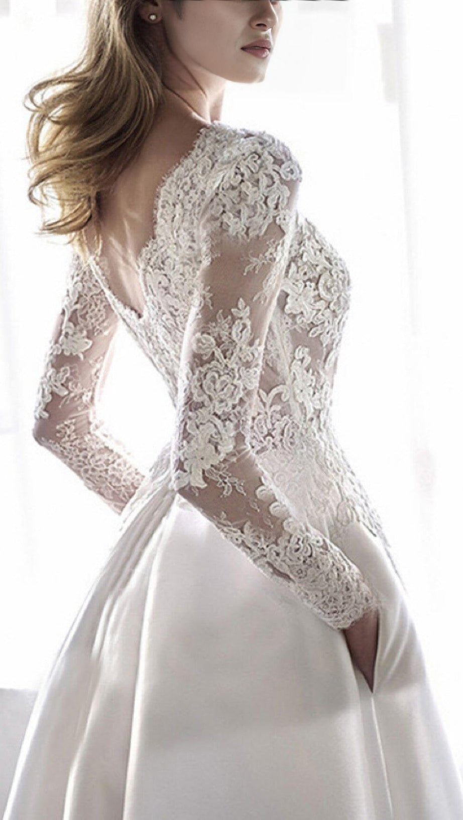  LACE STITCHED WEDDING DRESS IN WHITE