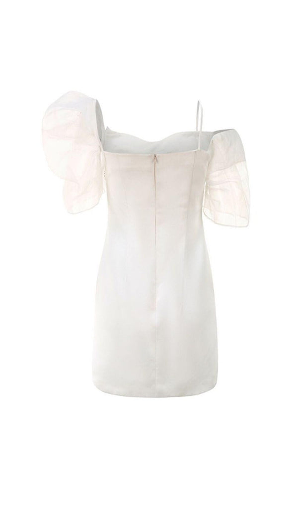 AIIZIE WHITE PUFF SLEEVE BOW DRESS - product image
