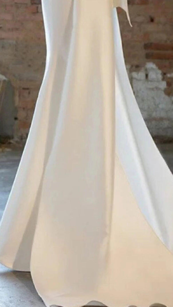 AIIZIE IRREGULAR NECKLINE RIBBON MAXI DRESS IN WHITE - product image