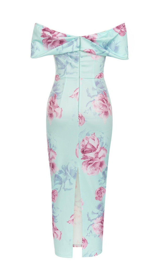 AIIZIE ONE SHOULDER STRAPLESS TIGHT PRINTED MIDI DRESS - product image