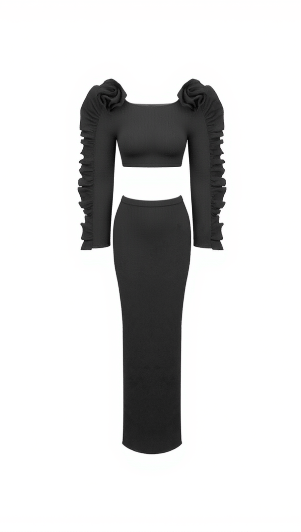 AIIZIE EDUARDO LONG SLEEVE FLOWER SKIRT SET - product image