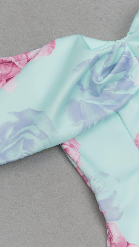 ONE SHOULDER STRAPLESS TIGHT PRINTED MIDI DRESS