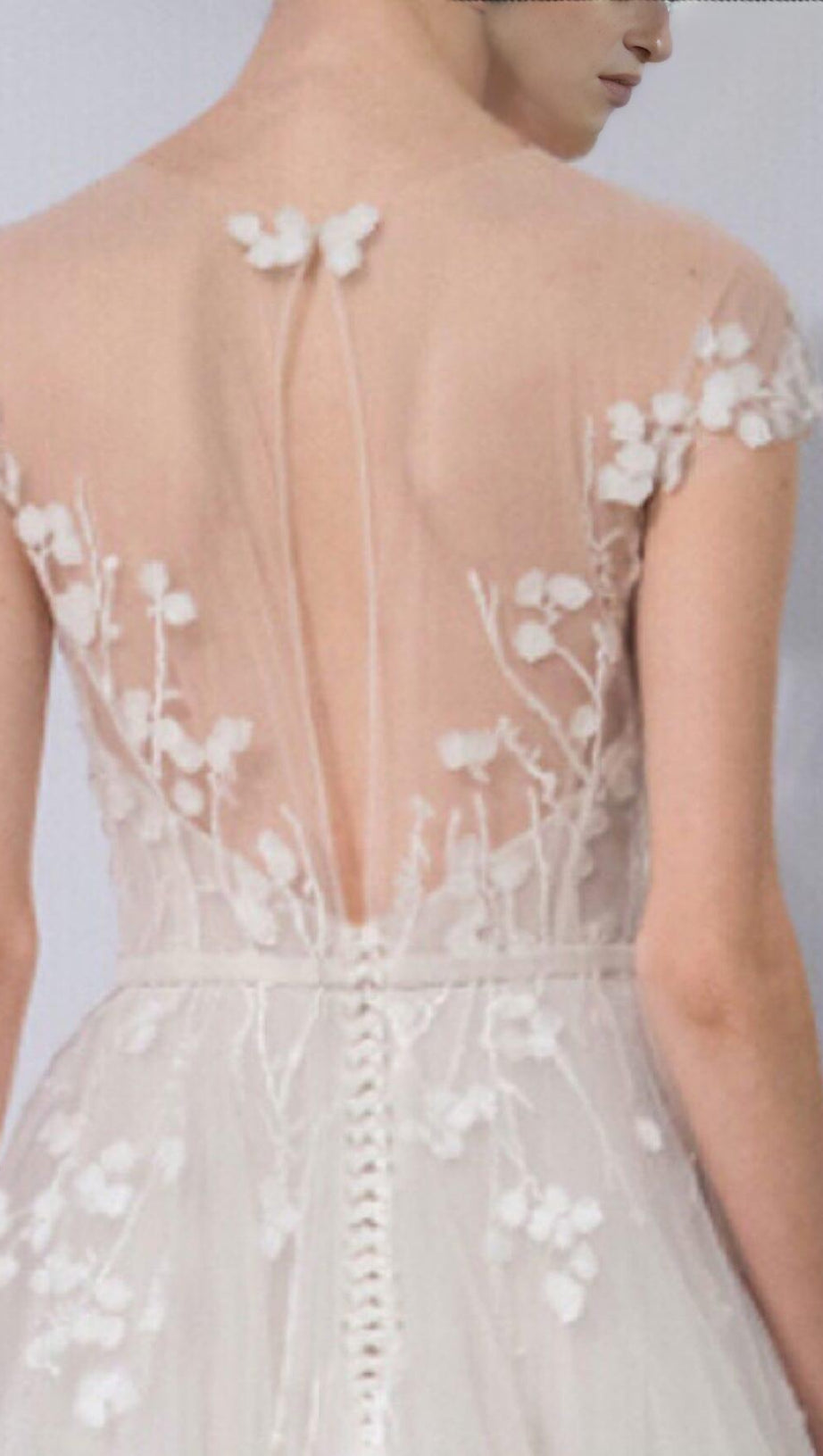 LACE PETAL-MESH MAXI DRESS IN WHITE