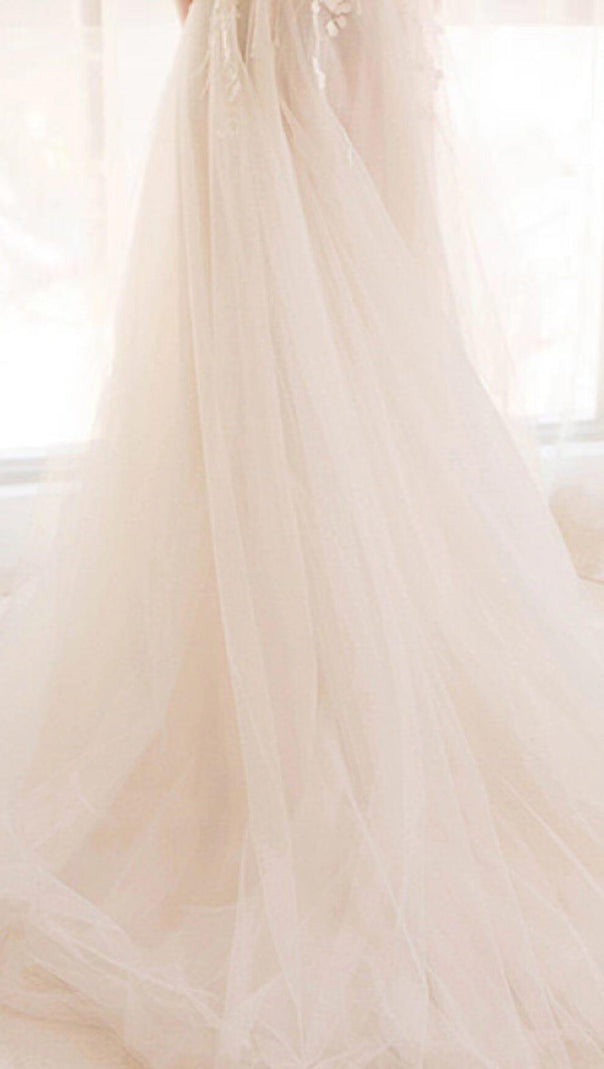 AIIZIE LACE PETAL-MESH MAXI DRESS IN WHITE - product image