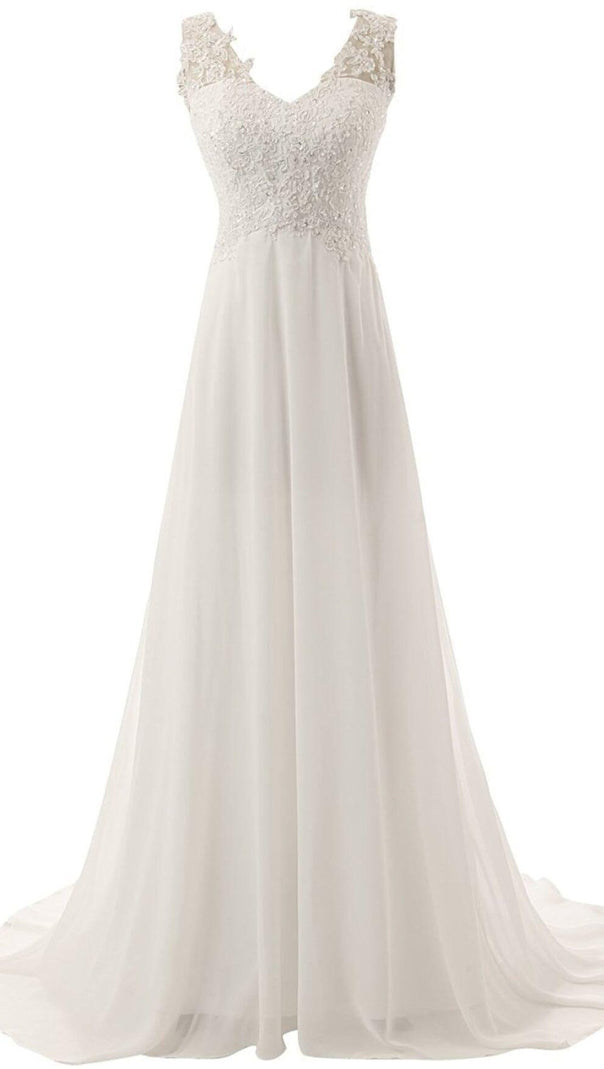 AIIZIE LACE CHIFFON FLOOR-LENGTH DRESS IN WHITE - product image
