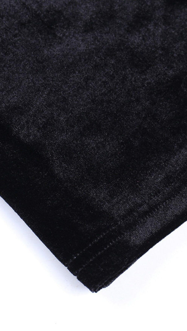 AIIZIE BLACK VELVET PATCHWORK LACE HALTER MAXI DRESS - product image