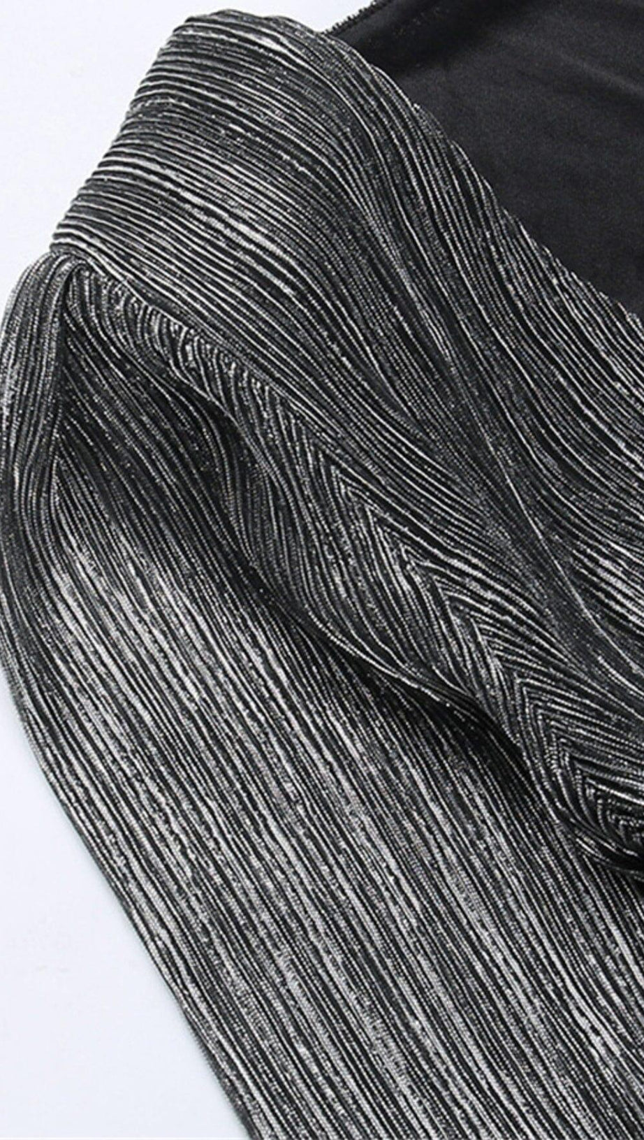 BLACK SILVER SILK DEEP V-NECK HIP WRAP MIDI DRESS