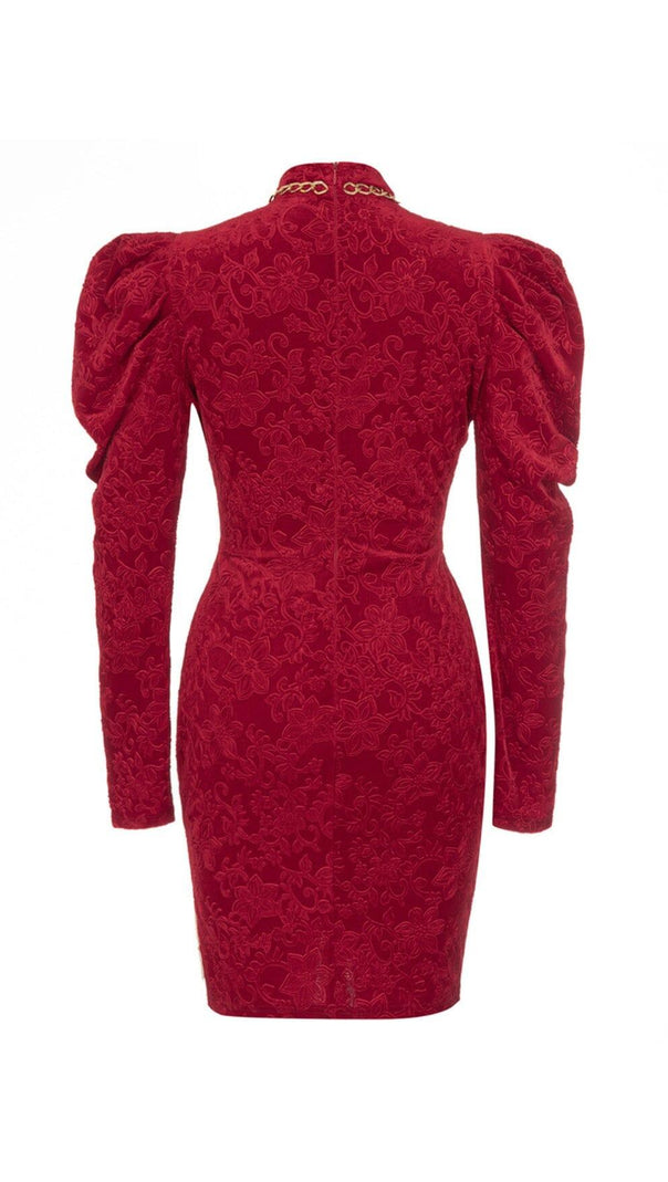 AIIZIE WINE RED CHINESE STYLE DARK GRAIN MINI DRESS - product image