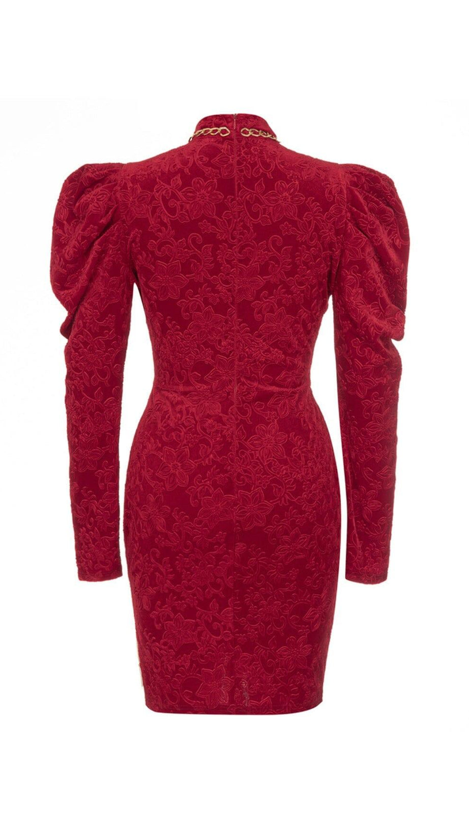 WINE RED CHINESE STYLE DARK GRAIN MINI DRESS