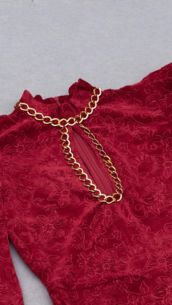 AIIZIE WINE RED CHINESE STYLE DARK GRAIN MINI DRESS - product image