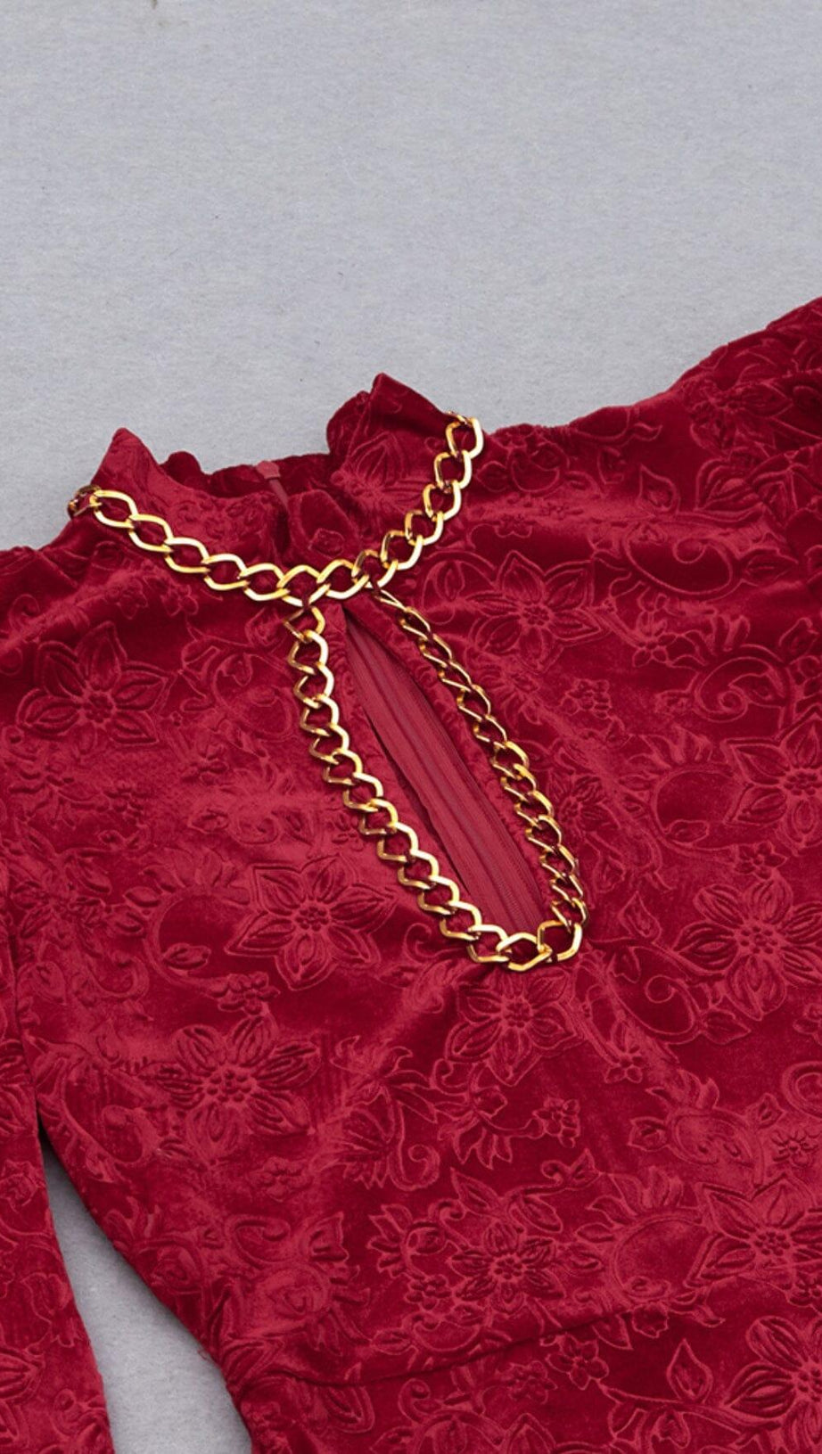 WINE RED CHINESE STYLE DARK GRAIN MINI DRESS