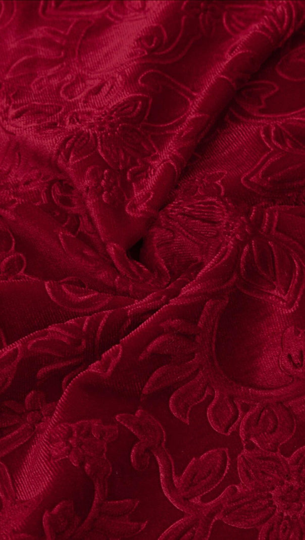 AIIZIE WINE RED CHINESE STYLE DARK GRAIN MINI DRESS - product image