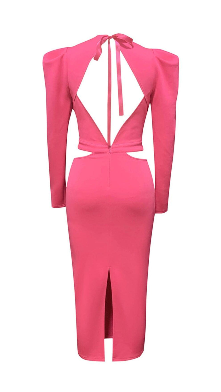 PHOSPHOR V-NECK WAIST CUT OUT MIDI DRESS