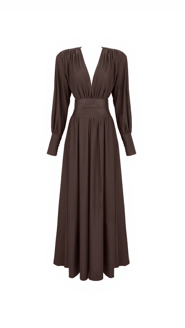 AIIZIE COSMO V NECK BELTED MAXI DRESS - product image