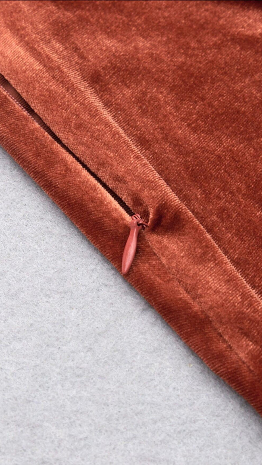 BROWN VELVET DRAWSTRING HIP WRAP MIDI DRESS