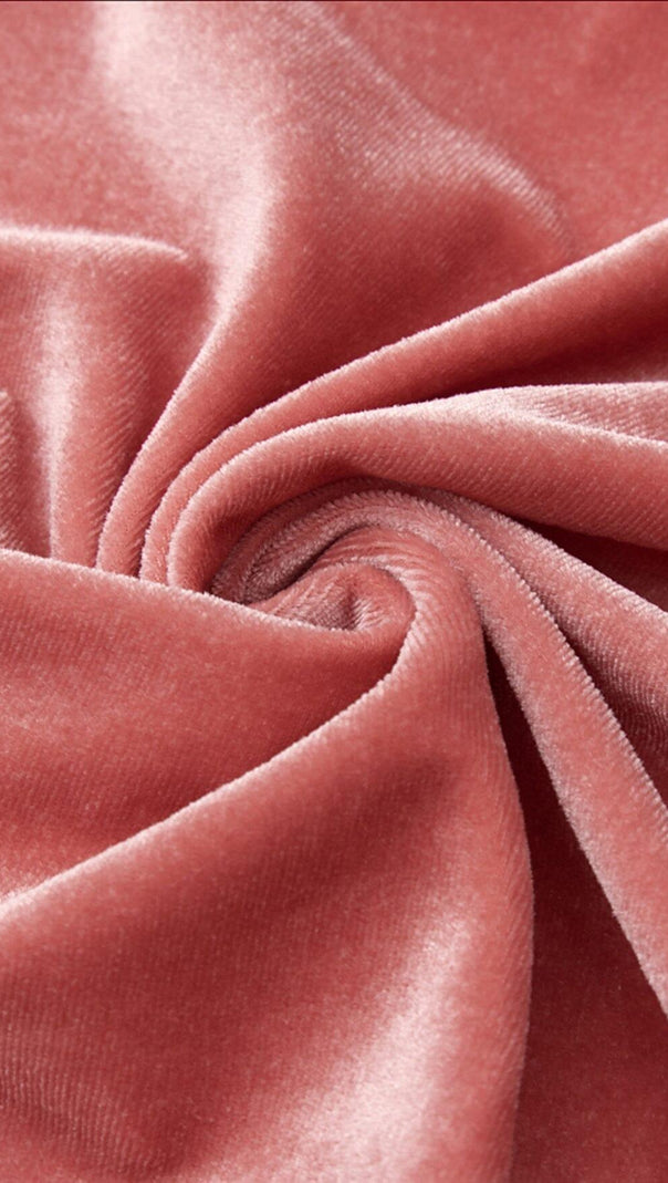 AIIZIE PINK LEG SLEEVE V-NECK VELVET DRESS - product image