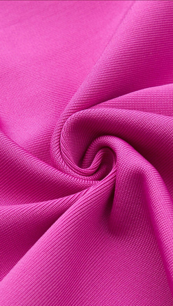 AIIZIE PINK OSTRICH HAIR SHOULDER BODYCON DRESS - product image