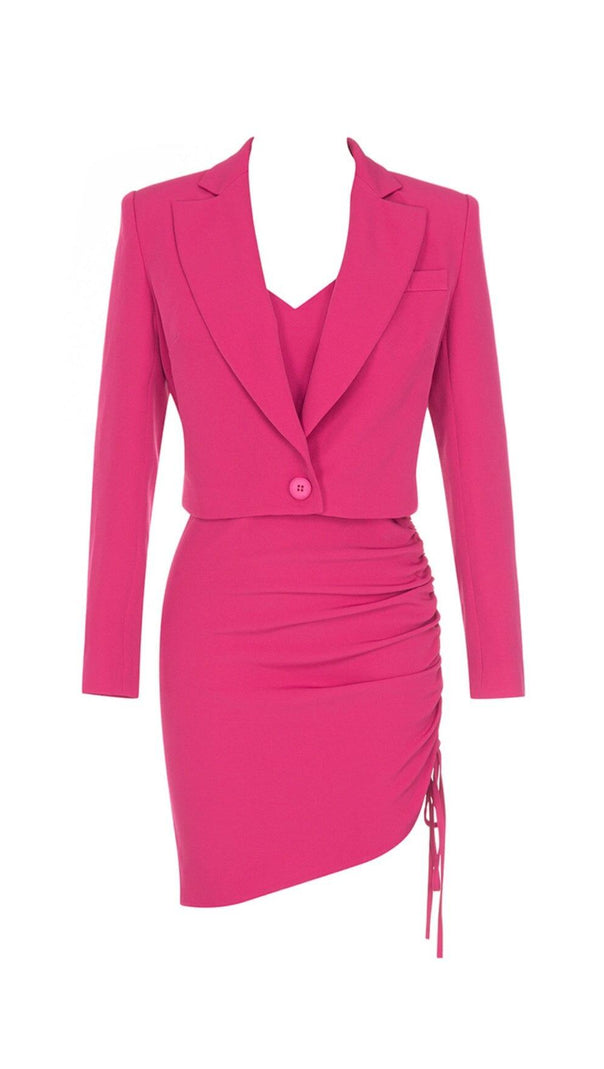 AIIZIE BARBIE PINK DRAWSTRING SLING SHORT SKIRT SUIT - product image